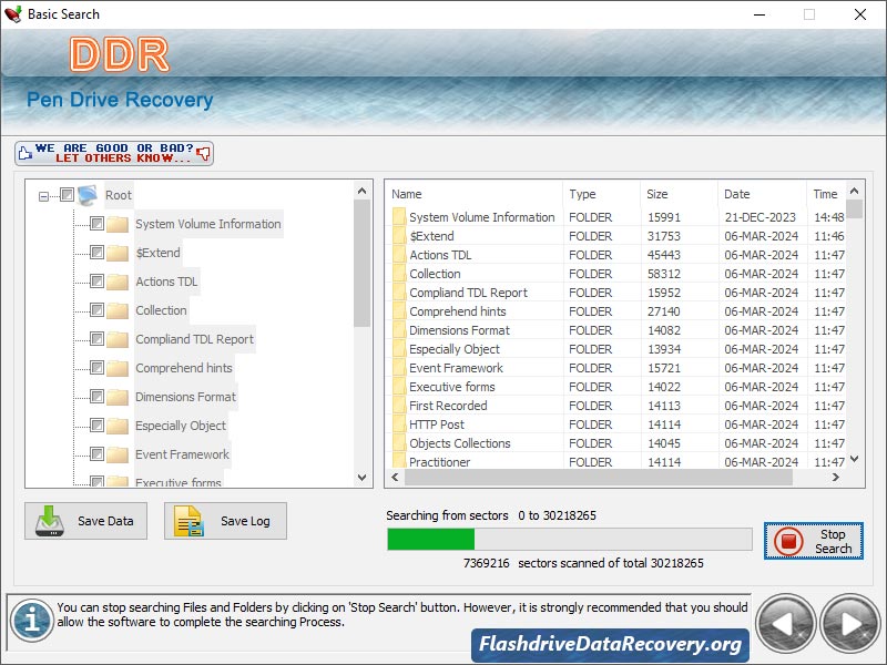 Screenshot of USB Flash Drive File Recovery